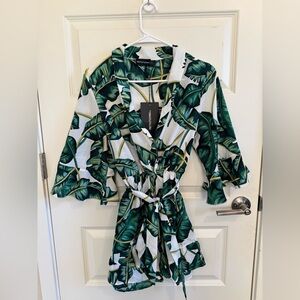 NWT PrettyLittleThing Green Tropical Romper